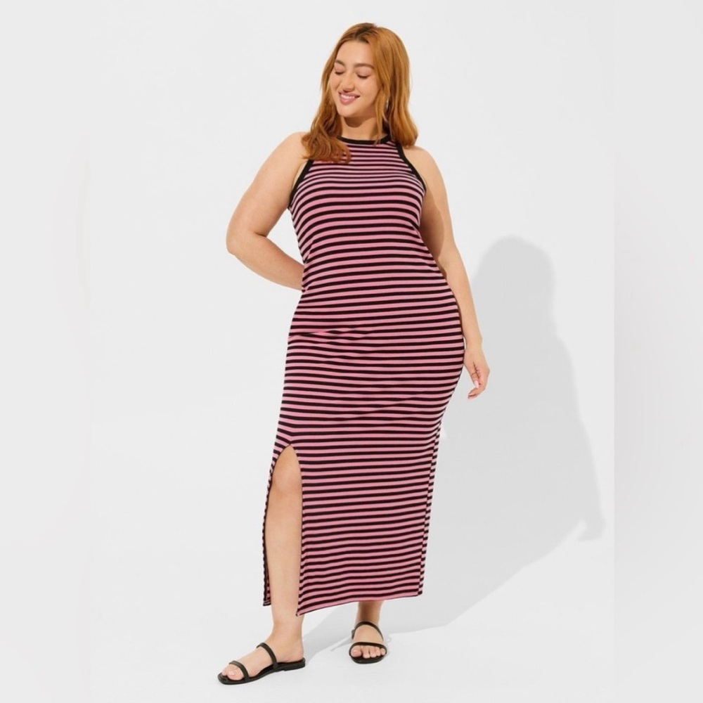 NWT Torrid Striped Rib Knit Bodycon Maxi Dress. Size 2